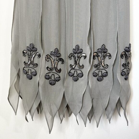 Sue Wong Silk Beaded Flapper Cocktail Dress Gray Lavender NWT Women’s 8 NEW - Picture 4 of 15